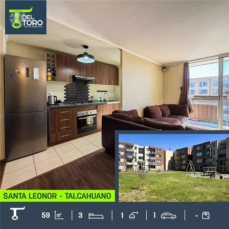 Departamento en venta de 3 dorm. en Santa Leonor, Talcahuano